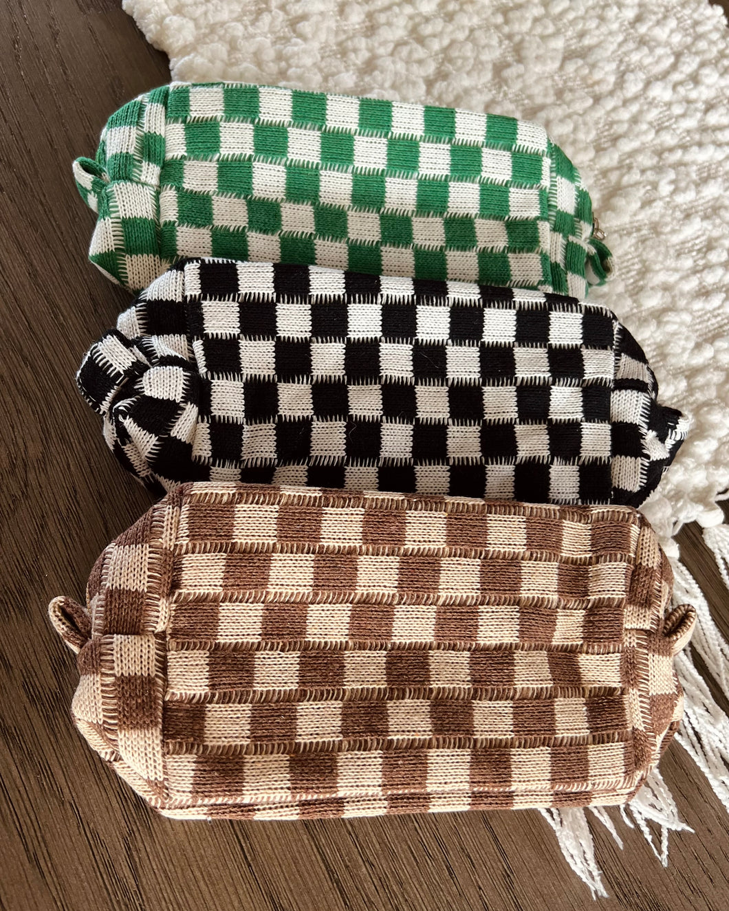 Checkered Cosmetic Bag