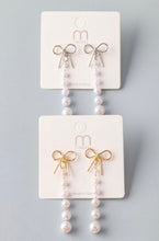 Load image into Gallery viewer, Pearl Beads Drop Bow Earrings
