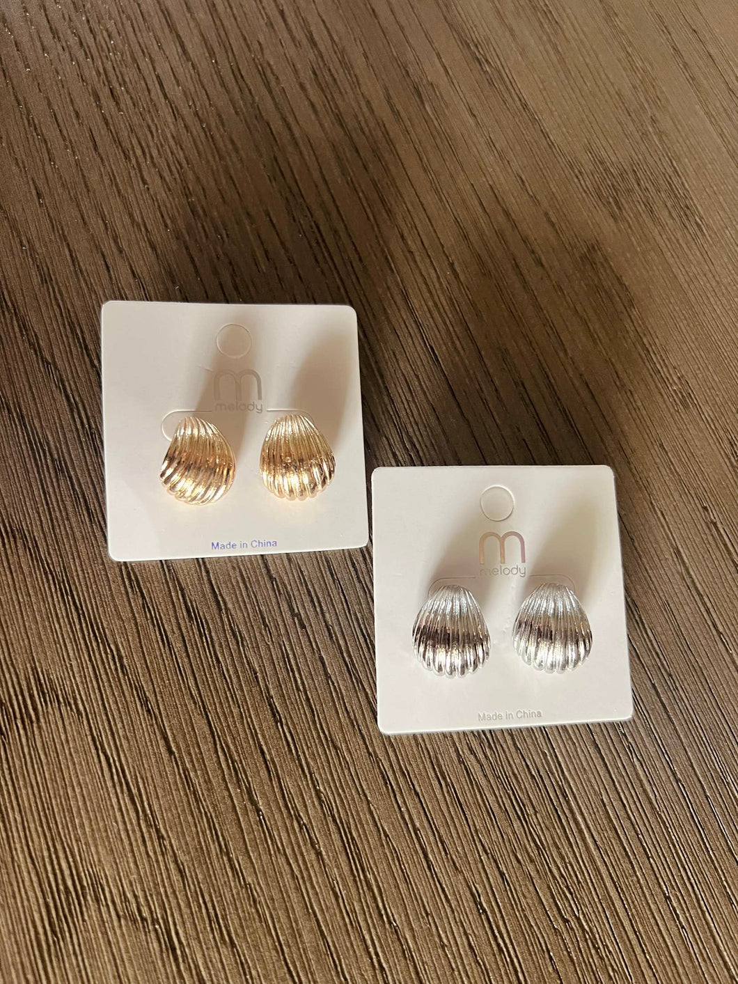 Metal Shell Button Earrings