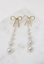 Load image into Gallery viewer, Pearl Beads Drop Bow Earrings
